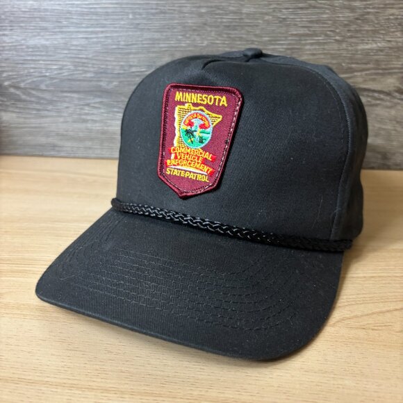 Vintage Minnesota State Patrol Hat Cap Strap Back Black State Trooper Adjustable - Picture 5 of 11